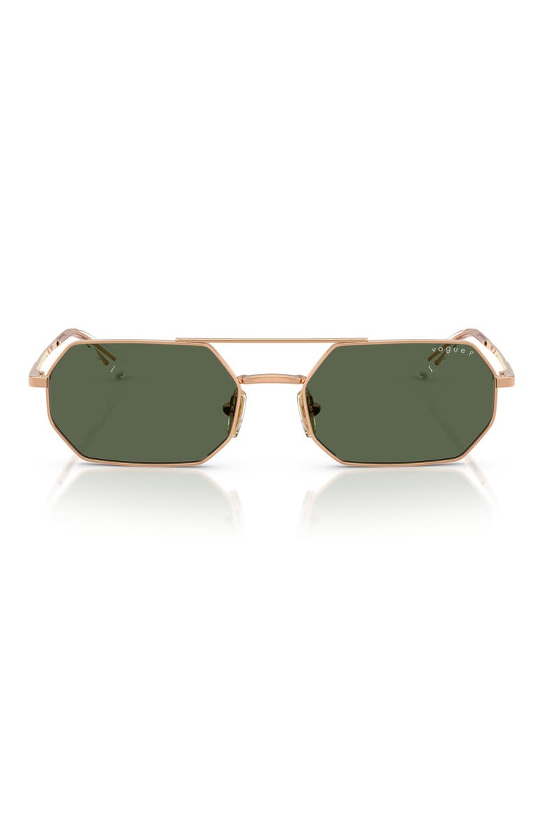 55mm Polarized Irregular Sunglasses, Main, color, ROSE GOLD