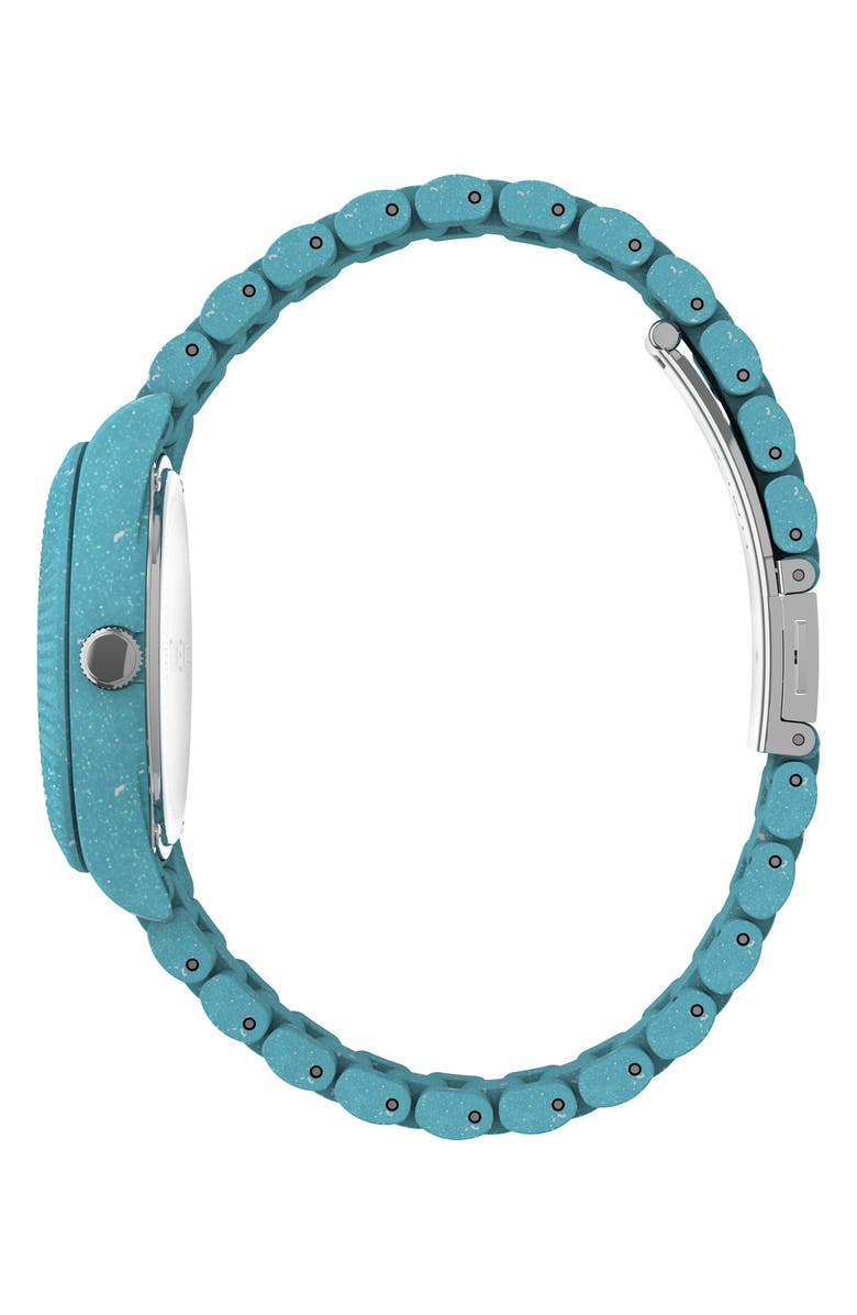 Timex<sup>®</sup> Waterbury Ocean Recycled Plastic Bracelet Watch, 37mm, Alternate, color, Blue/ Blue/ Blue