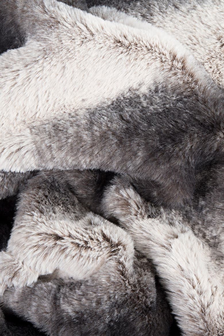 Irving Faux Fur Throw Blanket, Alternate, color, CHARCOAL/WHITE
