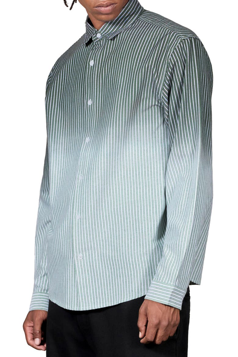 Fade Stripe Button-Up Shirt, Alternate, color, GREEN MULTI