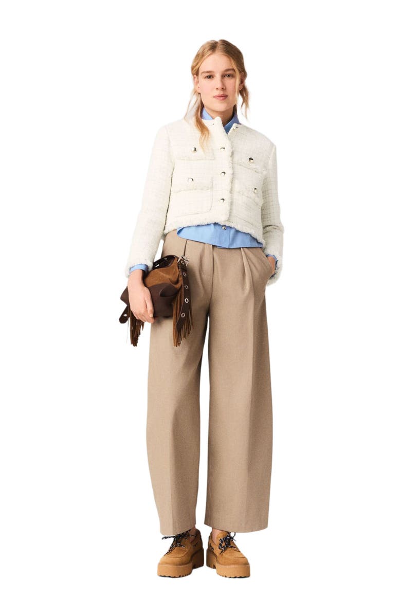 maje Short tweed jacket, Alternate, color, Ecru