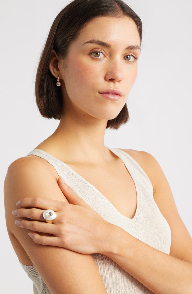 Nordstrom Crystal & Resin Pear Cocktail Ring, Alternate, color, Clear- White- Gold