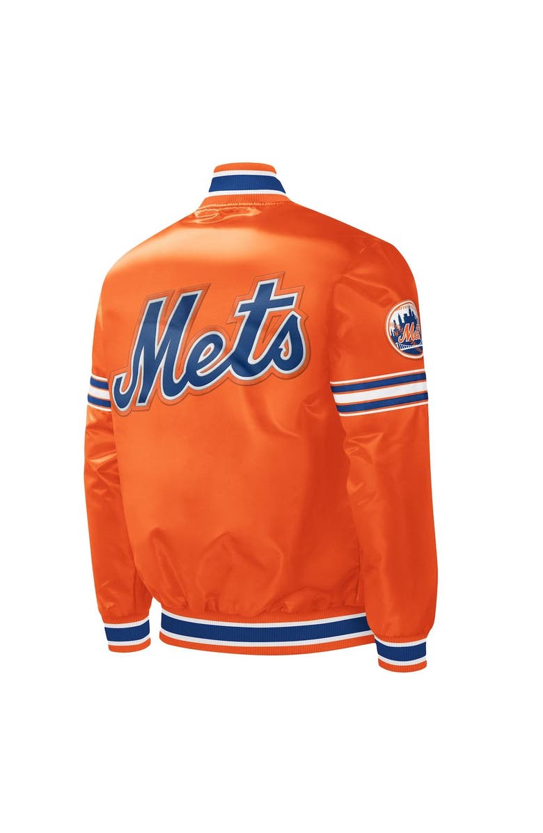 STARTER Men's Starter Orange New York Mets Slider Satin Full-Snap Varsity Jacket, Alternate, color,