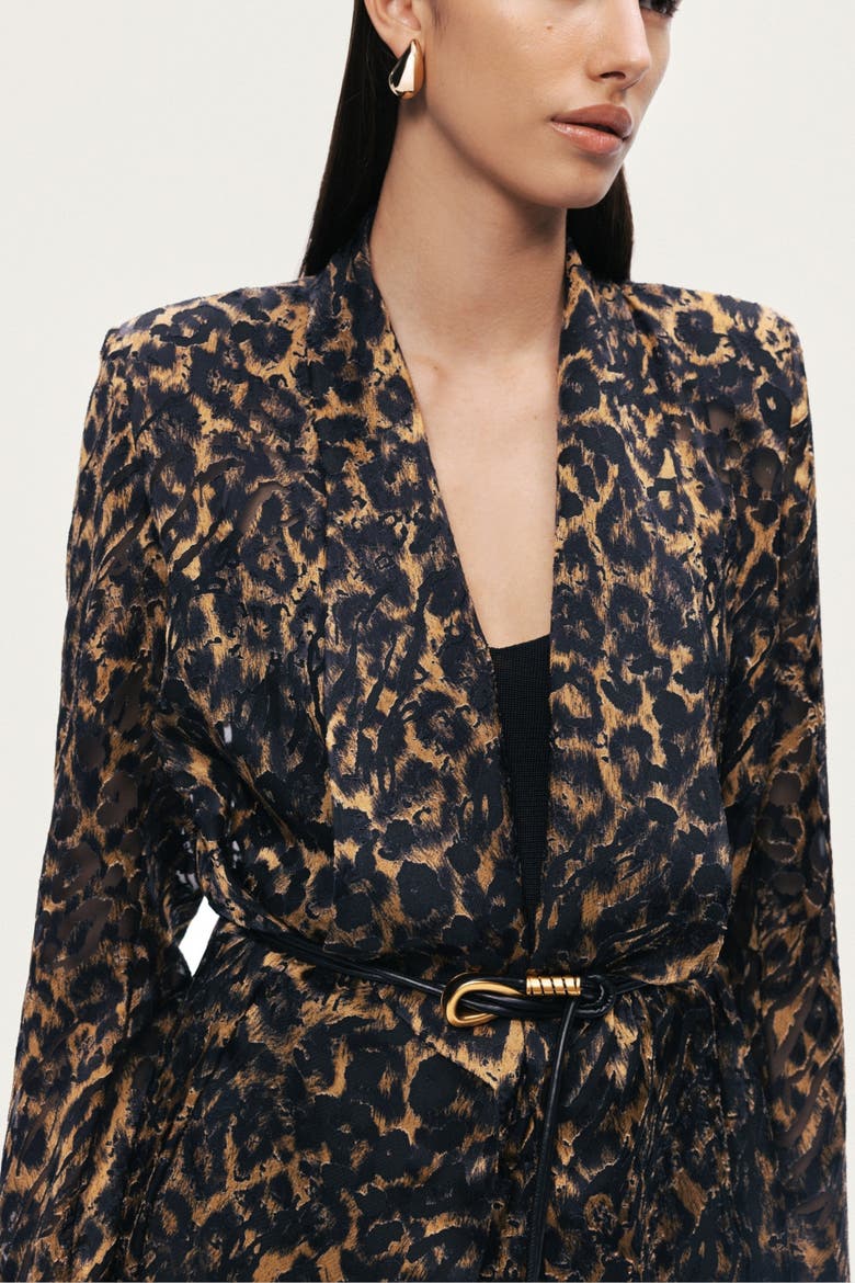 Printed Leopard Belted Jacket, Alternate, color, Multi-Colored