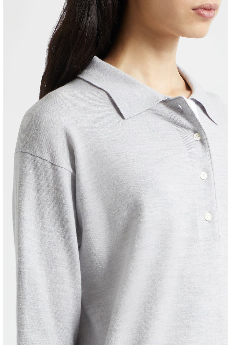 Polo Wool Blend Sweater, Alternate, color, HEATHER GREY/ OFF WHITE