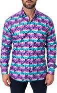 Maceoo Fibonacci Regular Fit Skulldye Purple Button-Up Shirt