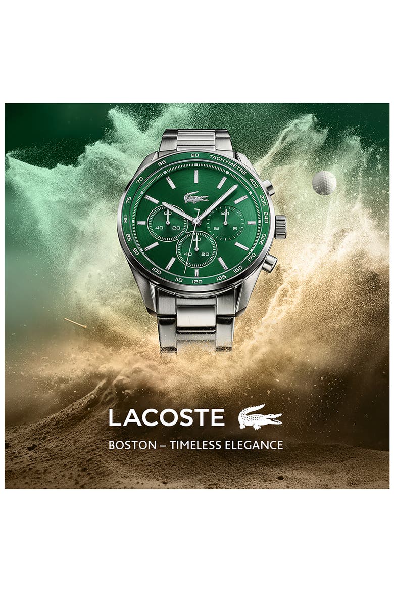 Boston Chronograph Watch, 42mm, Alternate, color, SILVER/ GREEN