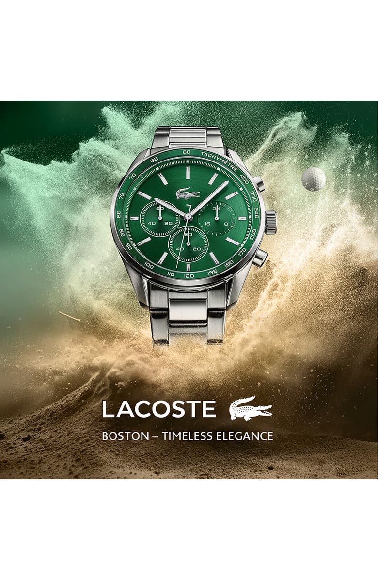 Lacoste Boston Chronograph Watch, 42mm, Alternate, color, Silver/ Green