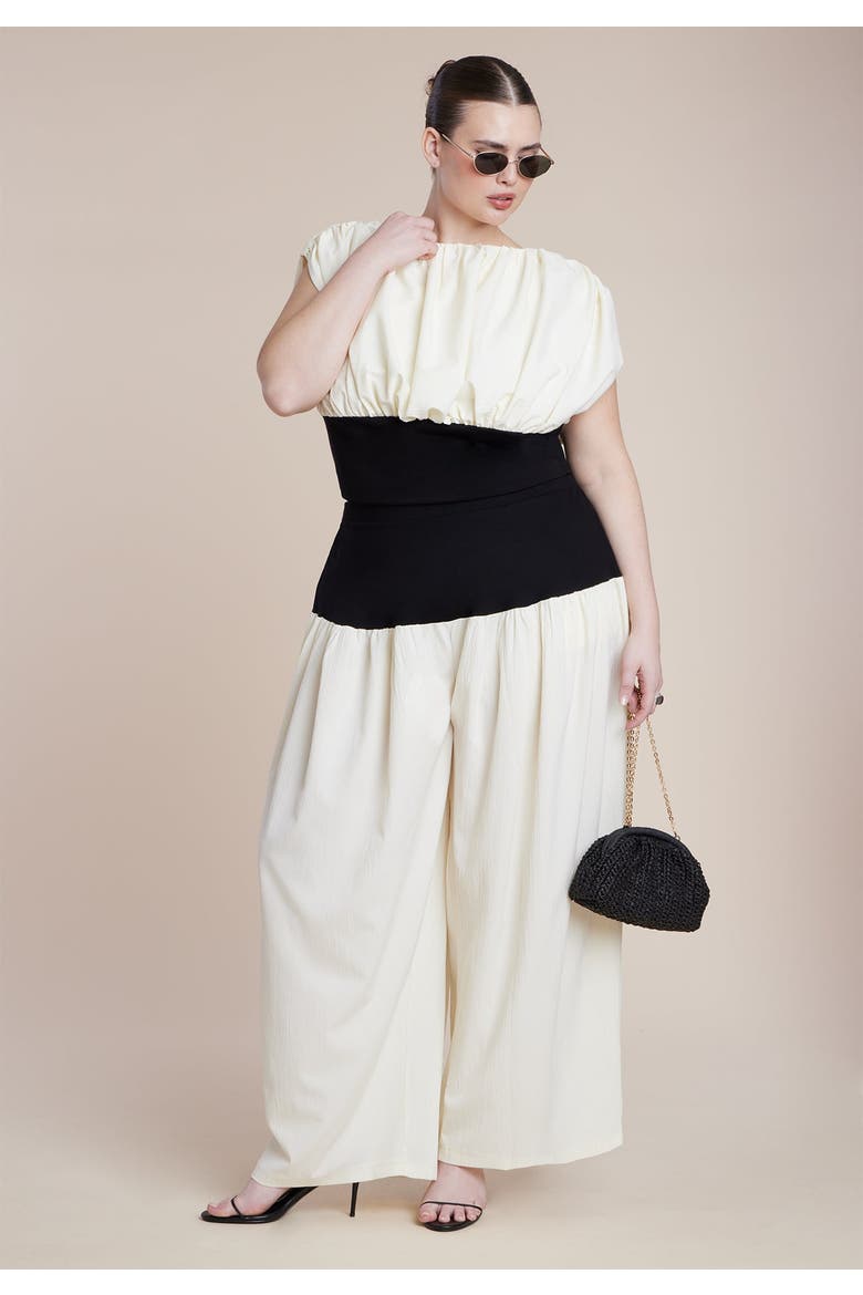 Colorblocked Wide Leg Pant, Alternate, color, BLACK AND WHITE