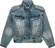 RtA Rui Crop Denim Moto Jacket