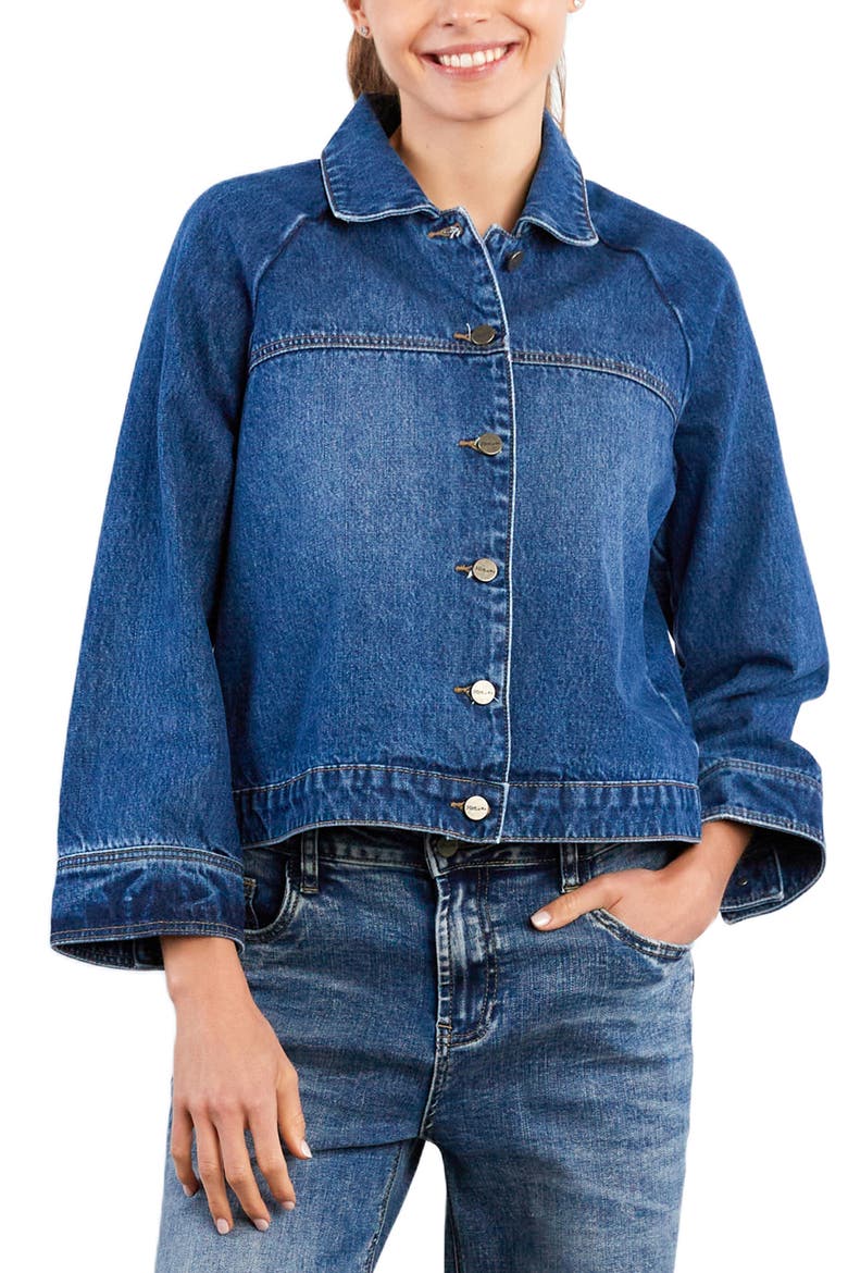 Boxy Denim Jacket, Alternate, color, BLUE FARM DARK