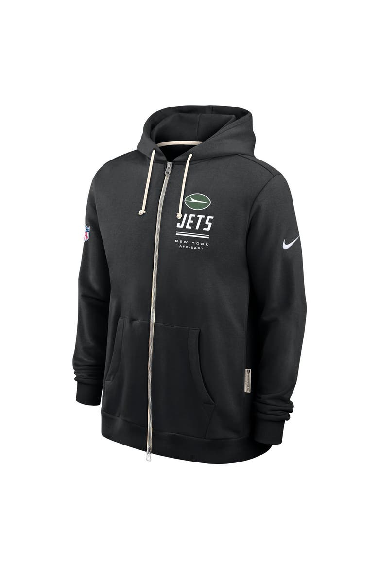 Men's Nike Black New York Jets Sideline Standard Issue Quarterback Scramble Dri-FIT Full-Zip Hoodie, Alternate, color, Black