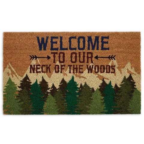 Welcome Woods Coir Doormat, Non-Slip PVC Backing