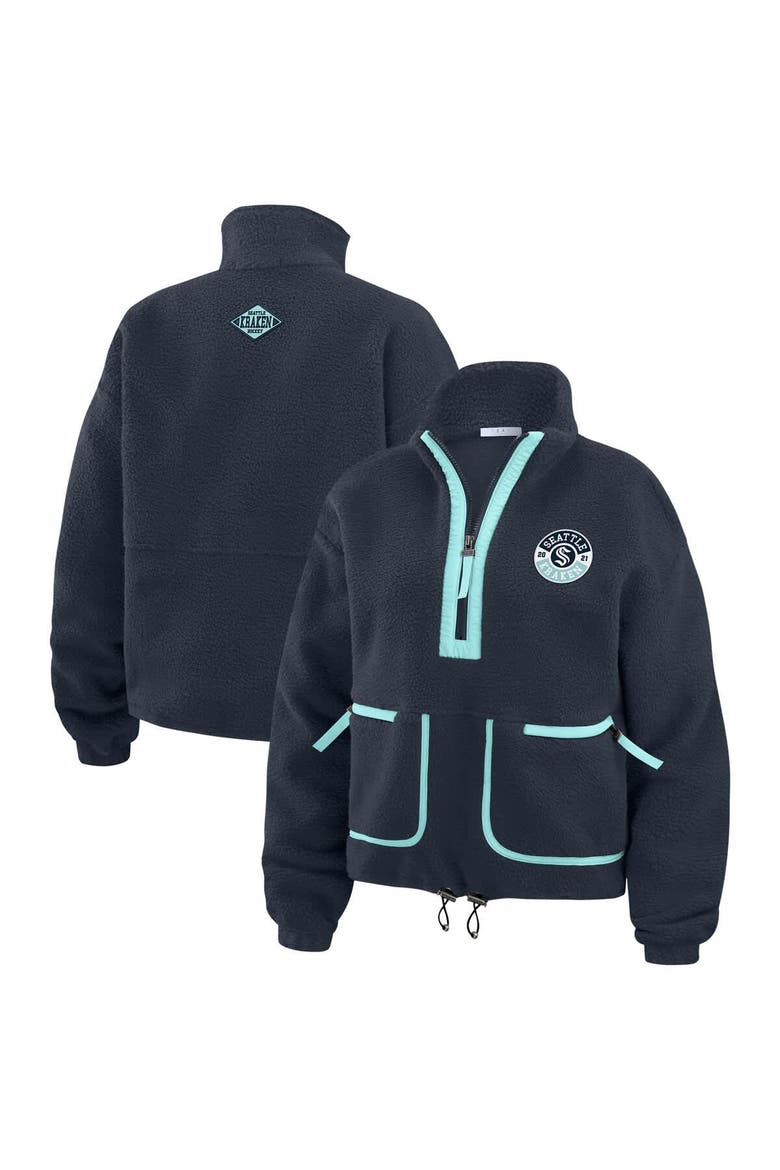 Women's WEAR by Erin Andrews  Deep Sea Blue Seattle Kraken Polar Fleece Half-Zip Jacket, Main, color, Navy