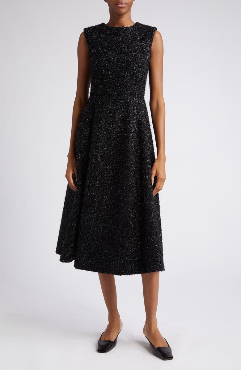 Adam Lippes Eloise Metallic Tweed Midi Dress, Main, color, 