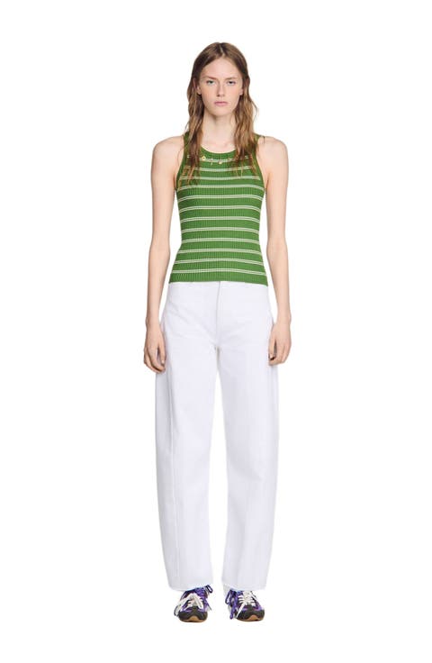 Striped vest top with tassels
