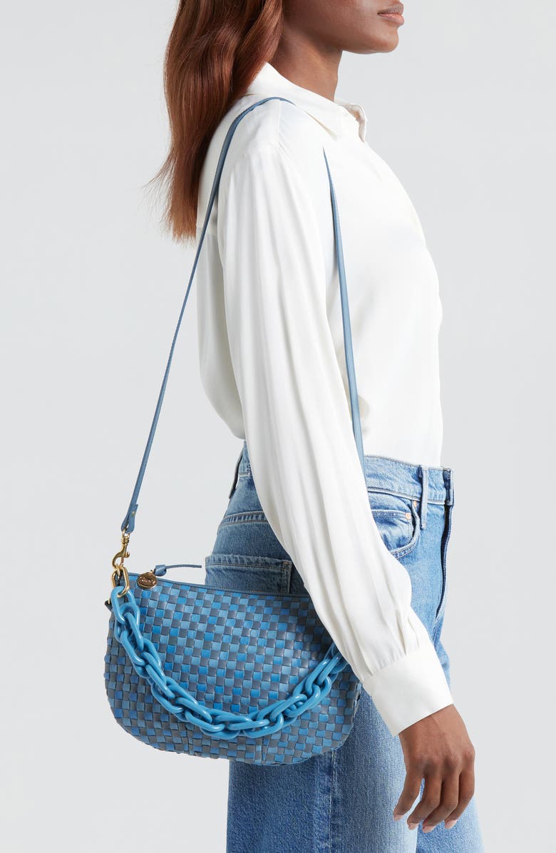 Clare V. Petit Moyen Woven Leather Messenger Bag, Alternate, color,