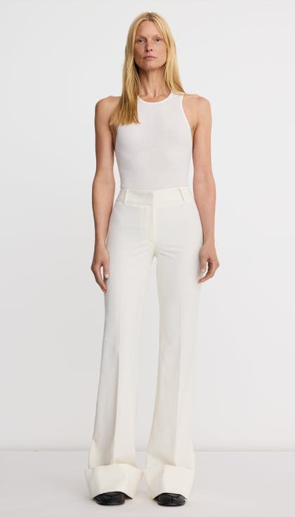 Wide Leg Cuffed Trouser