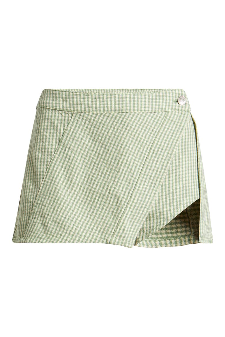 Georgie Micro Gingham Front Wrap Skort, Alternate, color, GREEN COMBO