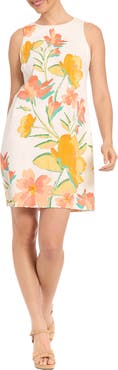 London Times Floral Cotton Sateen Shift Dress