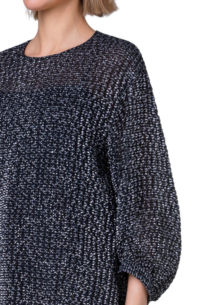 Akris punto Metallic Organza Balloon Sleeve Top, Alternate, color,