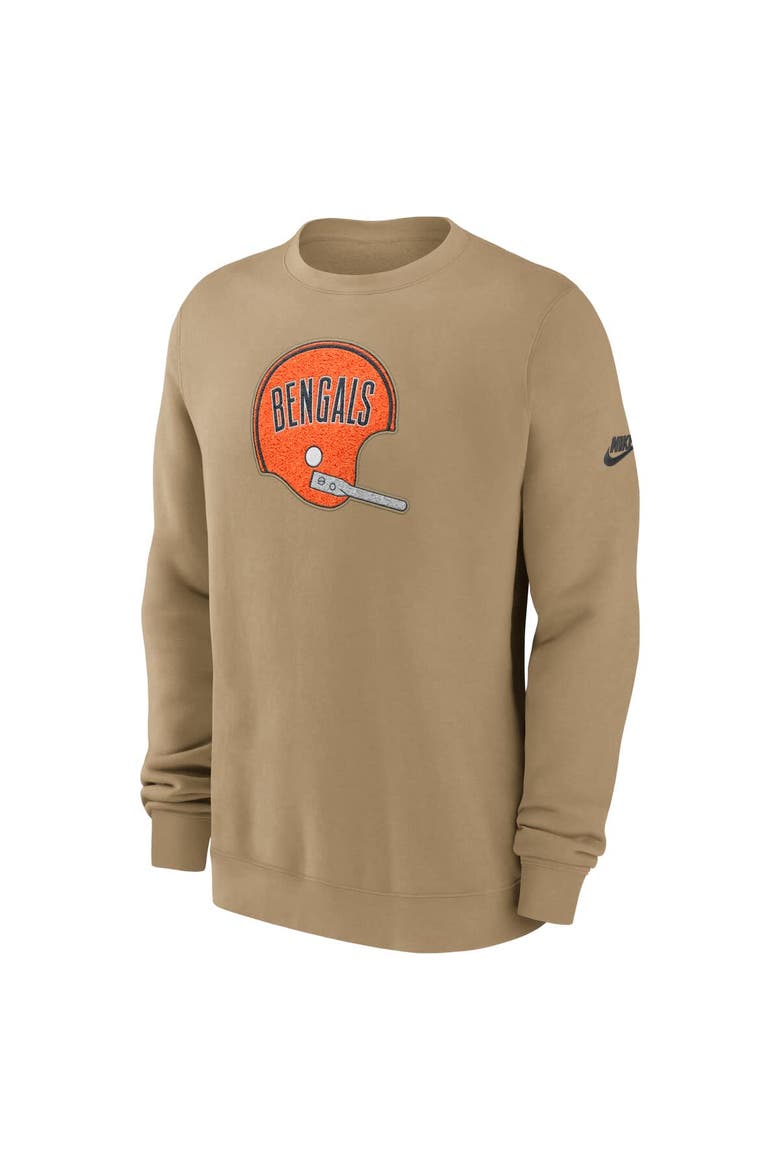 Men's Nike Tan Cincinnati Bengals Swing Pass Rewind Club Pullover Sweatshirt, Alternate, color, Tan