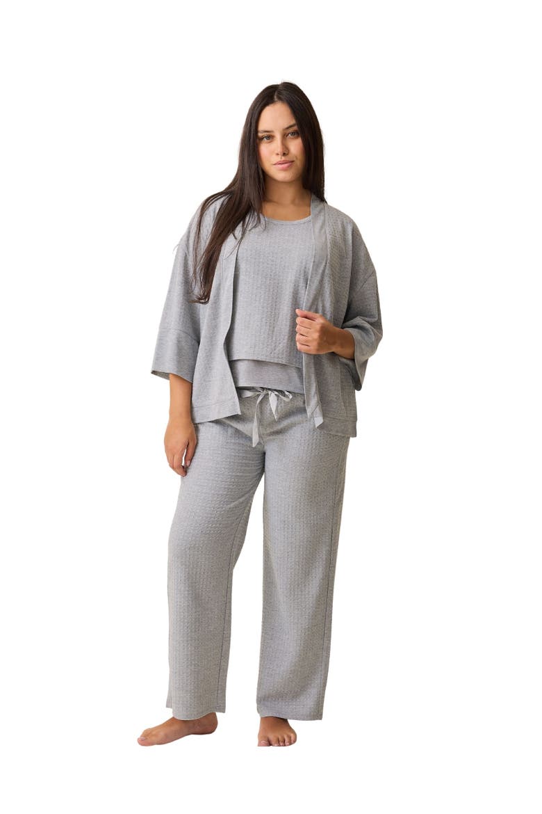 Waffle Maternity and Nursing Three-Piece Lounge Set, Main, color, Grey Heather