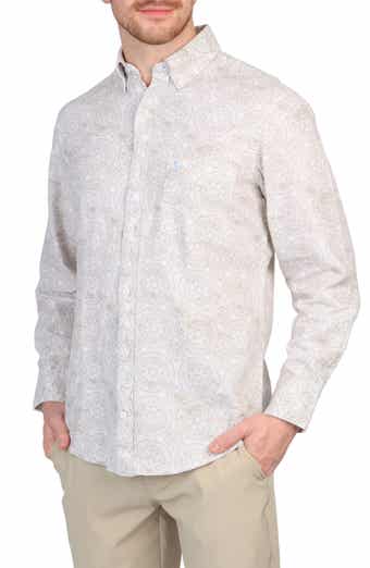 TailorByrd Batik Print Linen Blend Button-Down Shirt