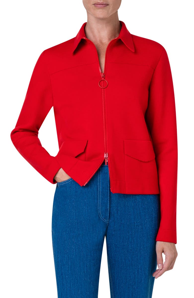 Akris punto Virgin Wool Zip Jacket, Main, color, 