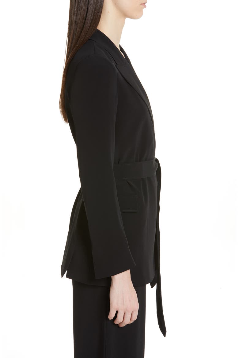 Tie Waist Stretch Crepe Blazer, Alternate, color, BLACK