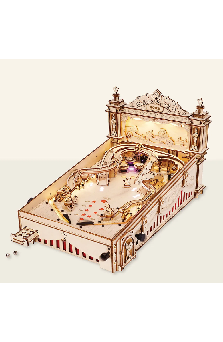 Uncommon Goods Pinball Machine DIY Building Kit by ROBOTIME, Main, color, 