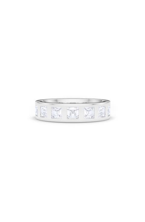 Men's Asscher Cut Lab Created Diamond In the Band Ring