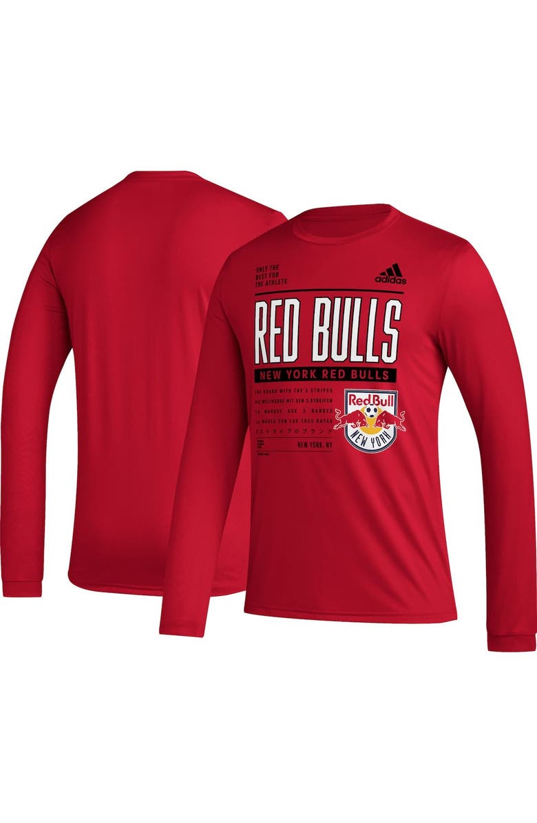 adidas Men's adidas Red New York Red Bulls 2023 Club DNA Long Sleeve AEROREADY T-Shirt, Alternate, color, Red