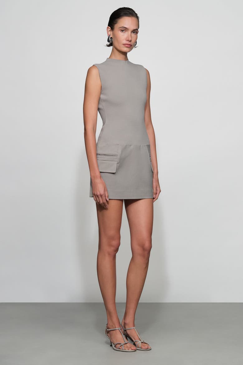 Vander Knit Combo Mini Dress, Alternate, color, Dove