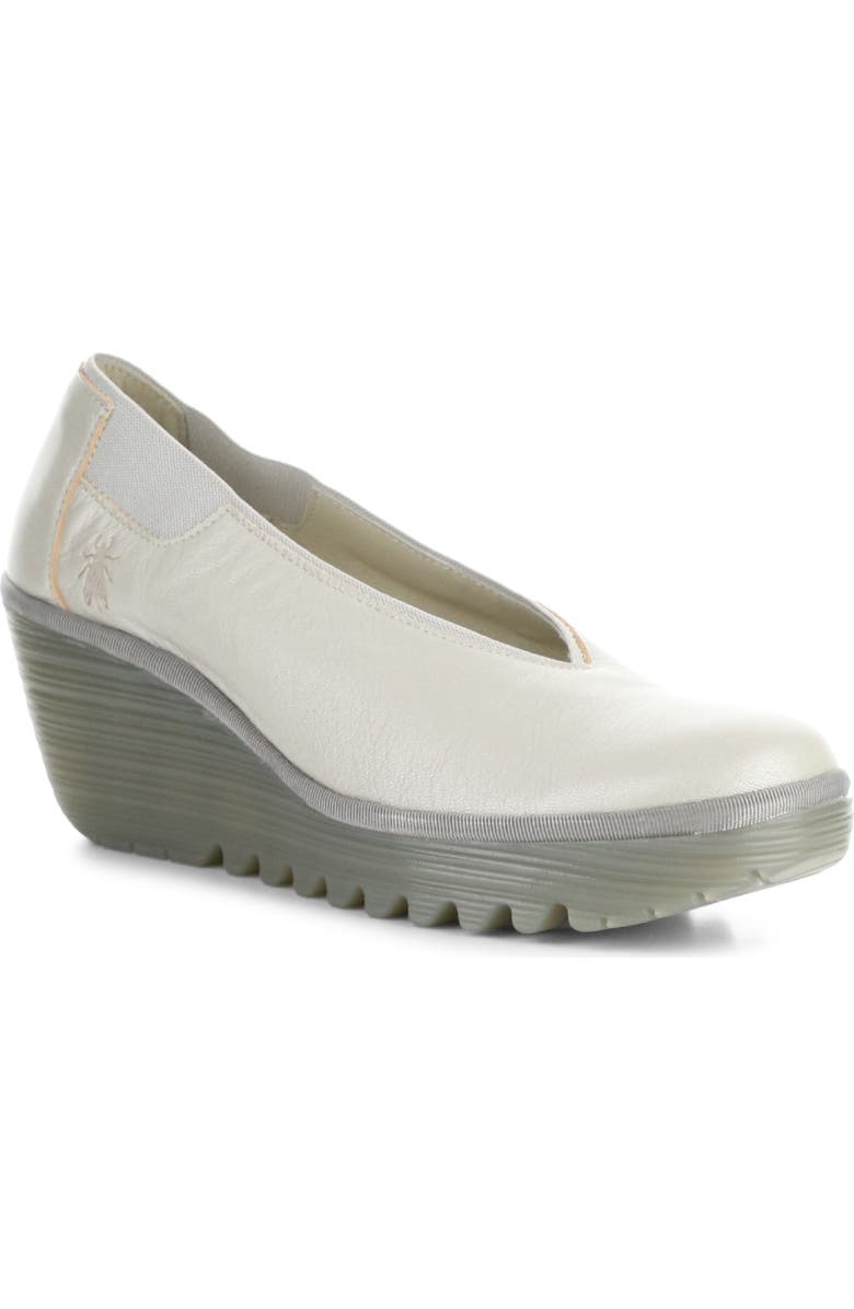 Fly London Yoza Wedge Ballet Shoe, Main, color, Silver Borgogna