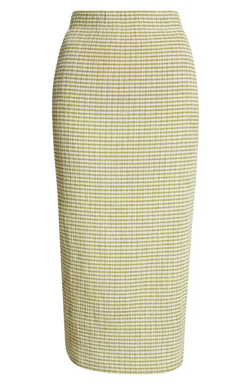 Vince Smocked Check Midi Skirt In Nude