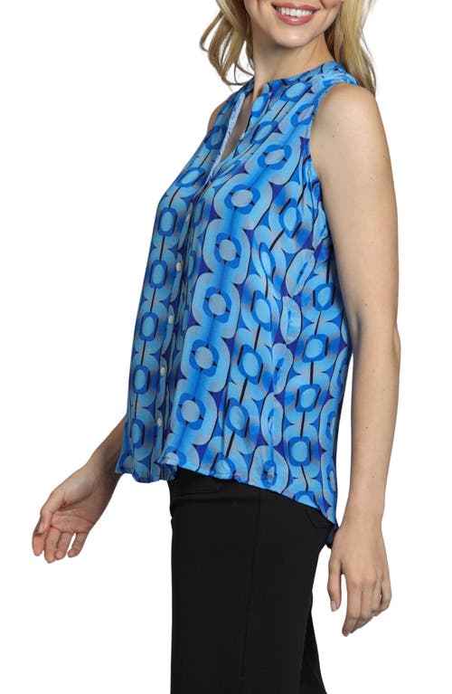 Apny Sleeveless Button-up Shirt In Blue Multi