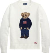 Polo Ralph Lauren Polo Bear Embroidered Linen & Cotton Crewneck Sweater