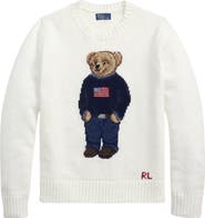 Polo Ralph Lauren Polo Bear Embroidered Linen & Cotton Crewneck Sweater