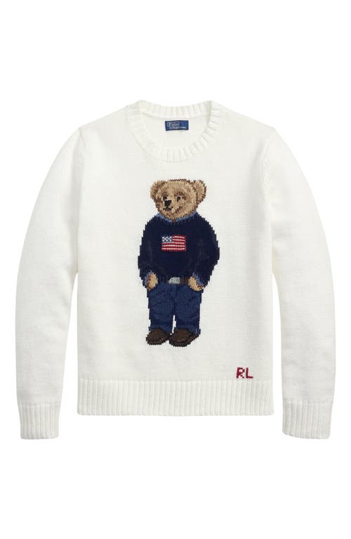 Polo Ralph Lauren Womens Deckwash White Multi Polo Bear Round-neck Linen-cotton Knitted Jumper In White