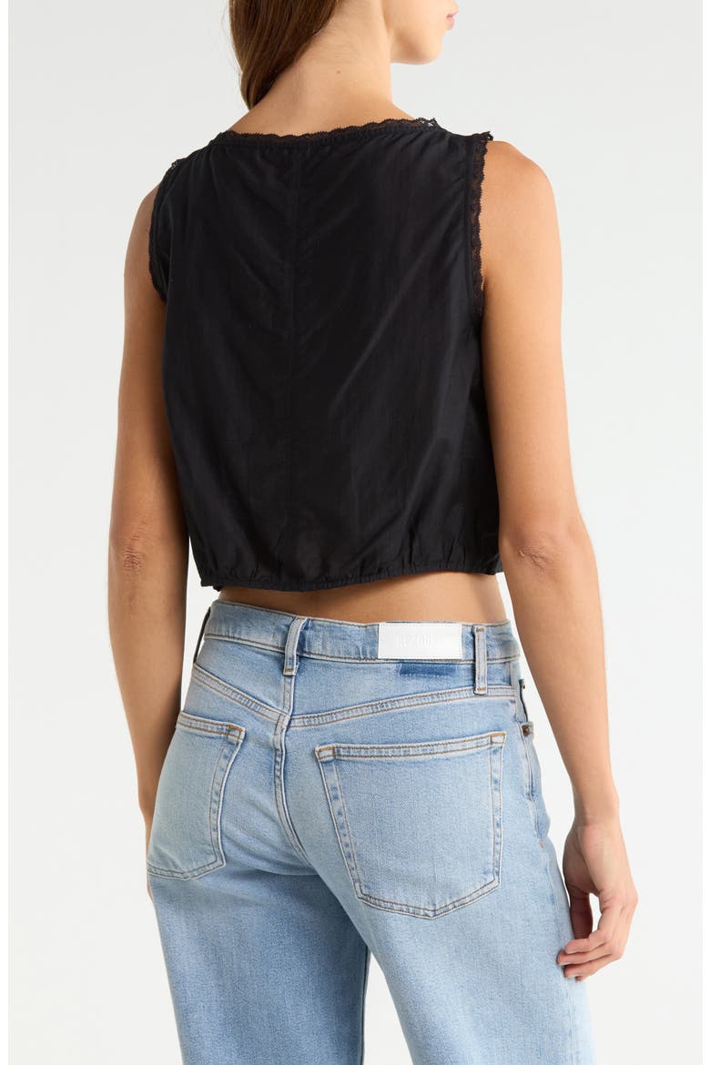 Allegra Lace Trim Button-Up Crop Top, Alternate, color, BLACK