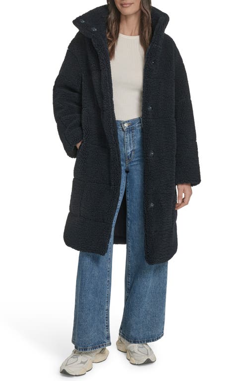 Levi's Quilted Fleece Long Teddy Coat In Blue