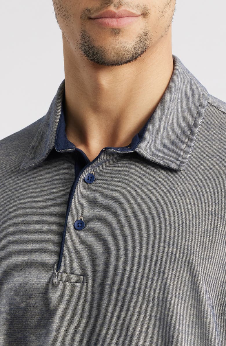 Johnston & Murphy Fine Stripe Polo, Alternate, color, Tan/Navy