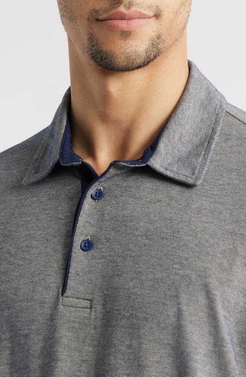 Johnston & Murphy Fine Stripe Polo In Tan/navy