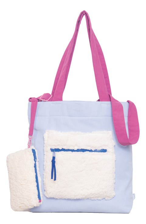 Kids' Colorblock Corduroy & Faux Shearling Tote