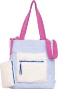 mimish Kids' Colorblock Corduroy & Faux Shearling Tote
