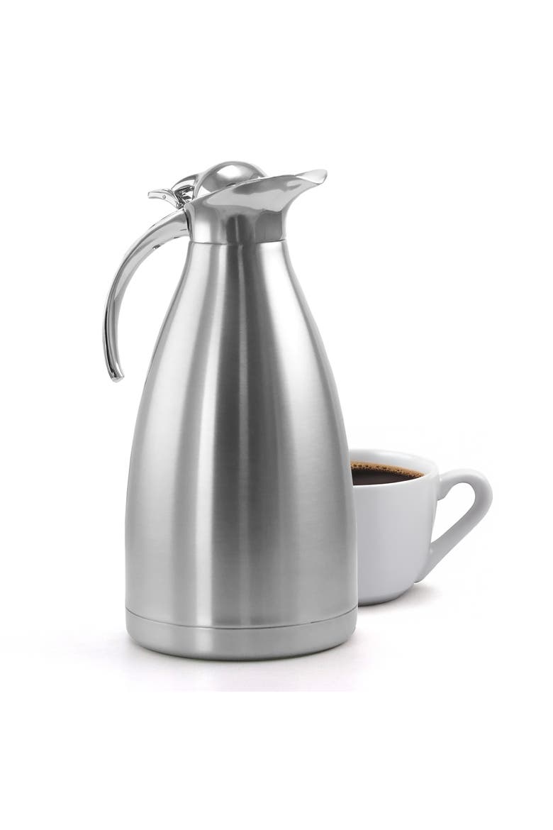 2L Deluxe Stainless Steel Thermal Beverage Carafe for Coffee and Tea, Main, color, Silver