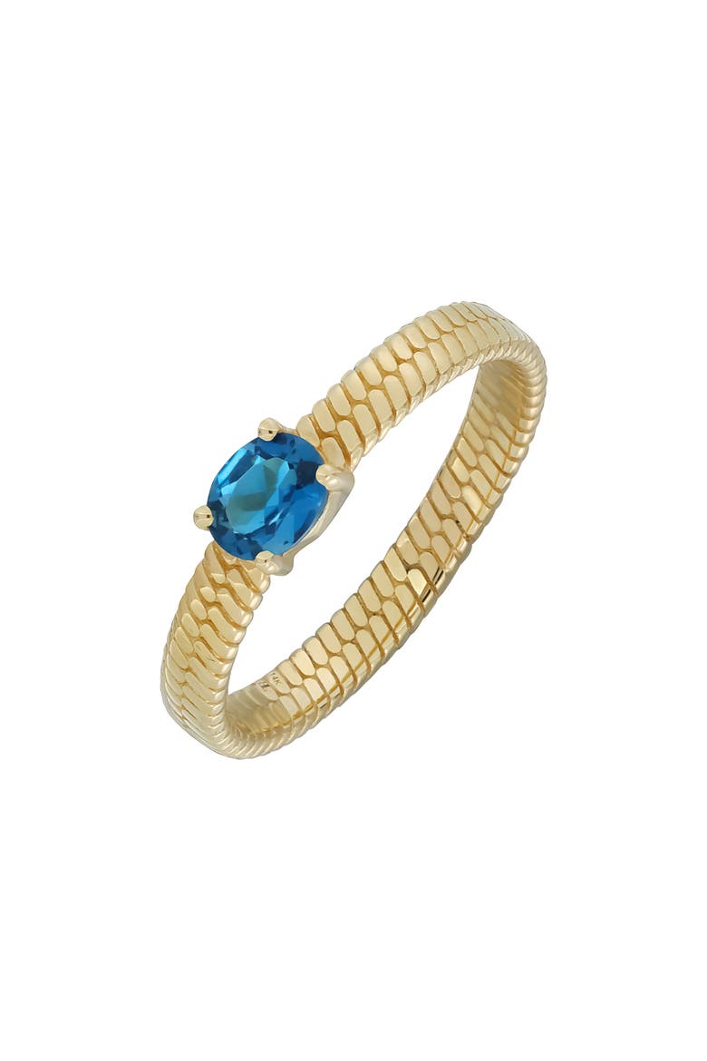 18K Gold Oval Stone Ring (Nordstrom Exclusive), Main, color, 14K YELLOW GOLD/ BLUE TOPAZ