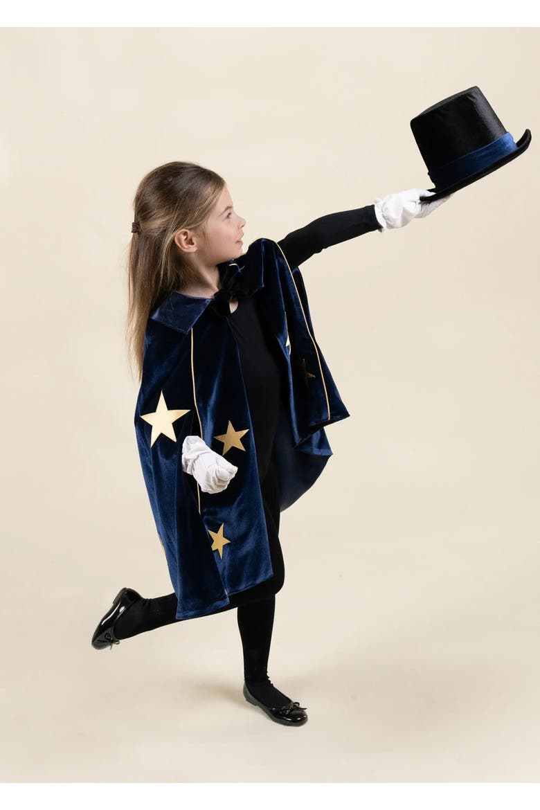 Wizard Cape Play Costume with Hat & Gloves, Alternate, color, Black