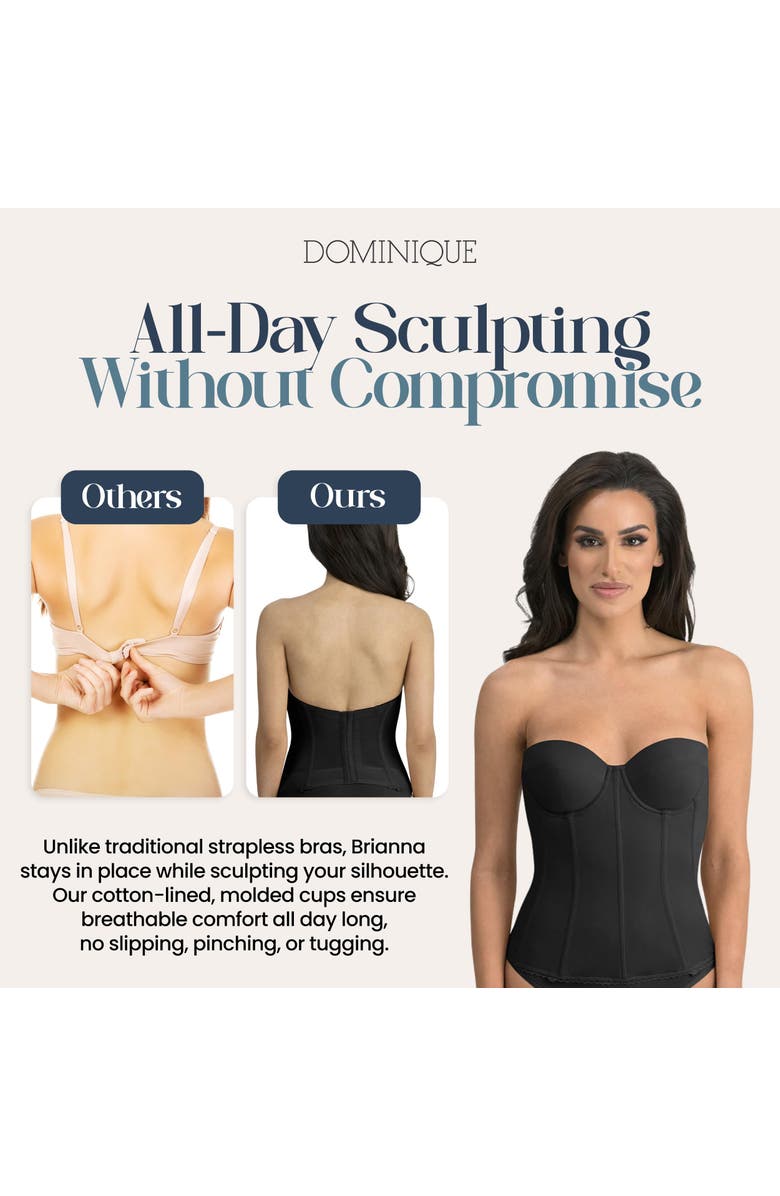 Dominique Intimates Brianna Low back Convertible Strapless Corset Bra, Alternate, color, Black